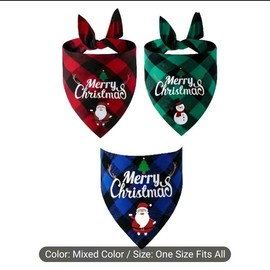 Festive Plaid Christmas Pet Triangle Scarf Set - Santa Claus & Letter Pattern Dog Bib for Holiday Party Decoration (3pcs)