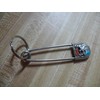 Safety Pin W/Key Ring Chain W/Nugget Dyed Turquoise & Coral