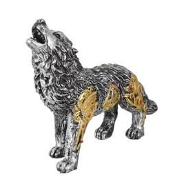 Artibetter Steampunk Ornaments Resin Wolf Miniature Wolf Ornament Animal Collectible Figurines Wild Animal Statue Resin Animals Figurine Forest Animal Model Wild Animals Wolf Decor Gear Car