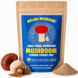 MALAMA MUSHROOMS Extracto En Polvo de 8 Hongos de Malama, Mezcla Orgánica de Hongos para El Cuerpo Con Melena de León, Reishi, Cordyceps, Chaga Y