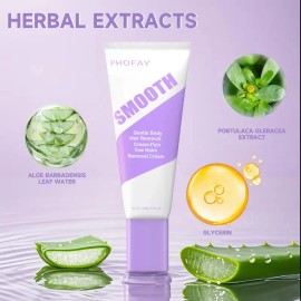 2-PACK PHOFAY Hair Removal Cream for Sensitive Skin – Fast & Gentle Depilatory, Aloe Vera & Hyaluronic Acid, Citrus Scent, Arms, Legs, Chest & Intimate Areas, Unisex