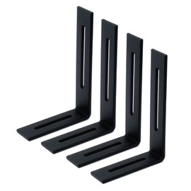 Pastlla 4Pcs Adjustable L-Shape Corner Brace, 6" x 4" Metal Connector Slidable Slotted Joint Right Angle Brackets L Slotted 90 Degree Support Shelf Bracket