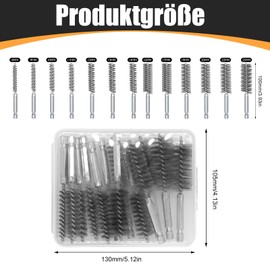 Pack of 14 Wire Brush Drill, Stainless Steel Hole Brush, Pipe Brush, Cleaning Brush, Drill Hole Brush, Wire Brush, Round, with Hexagonal Bar, for Drill, Polishing, Grinding, Rust Removal, Deburring