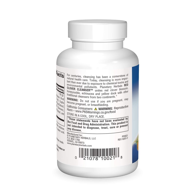 Planetary Herbals Red Clover Cleanser Tablets, 72 Count