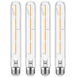 T10 Led Long Bulbs,4W Dimmable Tubular Bulb,40 Watt Equivalent,E26 Edison Style Vintage LED Filament Light Bulb,3000K Soft White,8.9in(225mm),4-Pack.