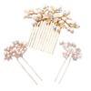 Hair Ornament, Pearl Pin, Hair Clips, 3-piece Set (Gold)