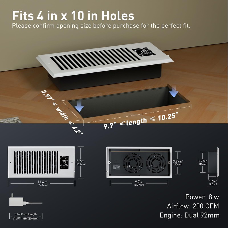 PowerScale 4" x 10" Smart Vent & Quiet Air Booster