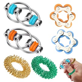 KEQAR Pack of 6 Fidget Toys, Anti-Stress Fidget Spinners Toy, Squeeze Toy, Anti-Stress for Children and Adults, Fidget Toys for ADHD, Anti-Anxiety Gifts