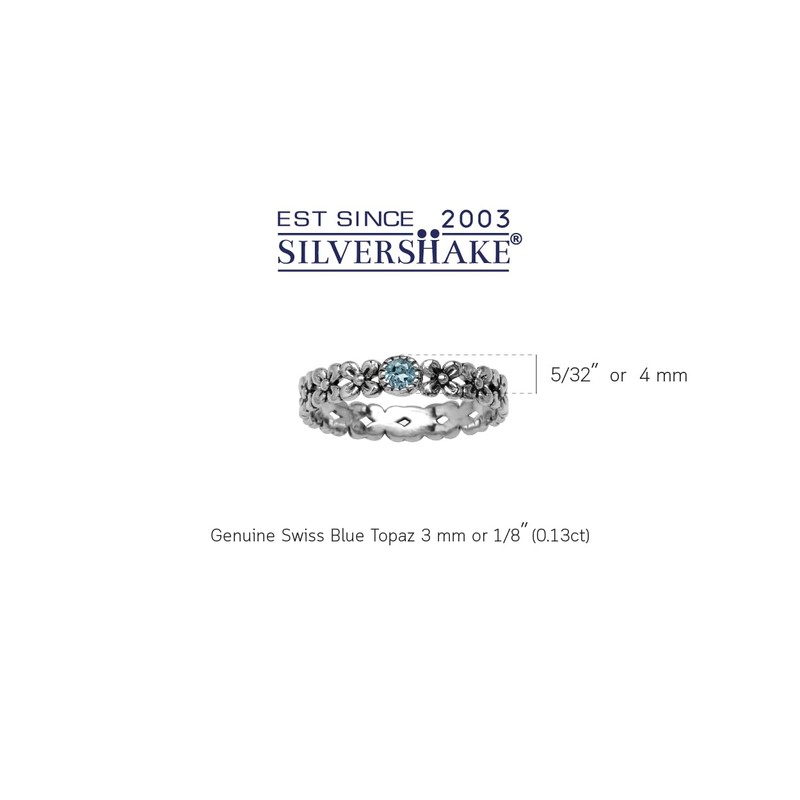 Silvershake Petite Genuine Swiss Blue Topaz 925 Sterling Silver Flower