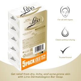 Lirio Derma Bar Soap, Dermatologico Body Soap, 3.5 Ounce, Pack of 5