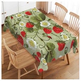 Walmsco Tablecloth Red Strawberry Ladybug Decor For Dining Room Kitchen Rectangular Table Cover 132 * 178cm