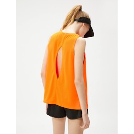 Koton Women's Cut Out Back Printed Sports Tank top Shirt, Neon Orange (Ny3), XS