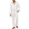 IFFEI Men's Silk Satin Pyjamas Set Long Sleeve Button Down