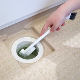 Towa Sangyo Bathroom Cleaning Brush, White, Approx. 12.6 x 2.0 x 0.9 inches (32 x 5 x 2.4 cm), Drain Hole, Mini Brush with Tweez
