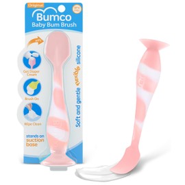 Baby Bum Brush Bumco Baby Bum Brush - BPA-Free Diaper Cream Spatula with Suction Cup Base, Soft & Flexible Silicone, Wipe-Clean, Mom-Invented Diaper Bag Essentials (Light Pink Swirl)