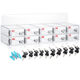 Threan 10 Slot Cell Phone Storage Box, Acrylic Clear Cell Phone Storage Cabinet Wall Mounted with Door, Locks and Keys for Office School Factory