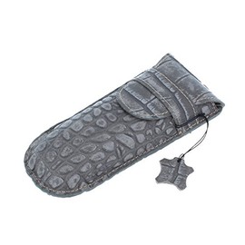 nasenfahrrad24 Lina Case with Slip-in Flap in Grey Genuine Leather Glasses Case, gray, Unit size