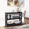 Giantex Console Table with Storage Shelves and X-Shape-Design Bookshelf Narrow
