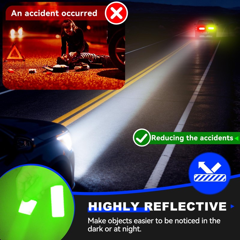 PHIXBEAR Super Reflection Reflective Stickers Magnet for Car, 10 Pcs