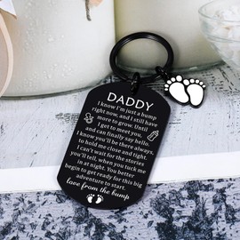 First Fathers Gifts for New Dad Funny New Fathers Day for Newborn Dad First Time Dad Dad to Be Keychain Gift for Husband from Wife Baby Pregnancy Announcement Gifts Daddy Birthday Christmas Gifts