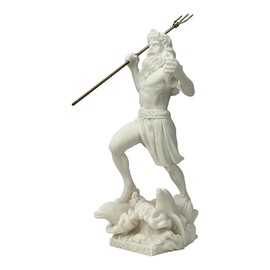 Poseidon Greek God of the Sea Neptune Cast Marble Statue Sculpture Figurine 9"
