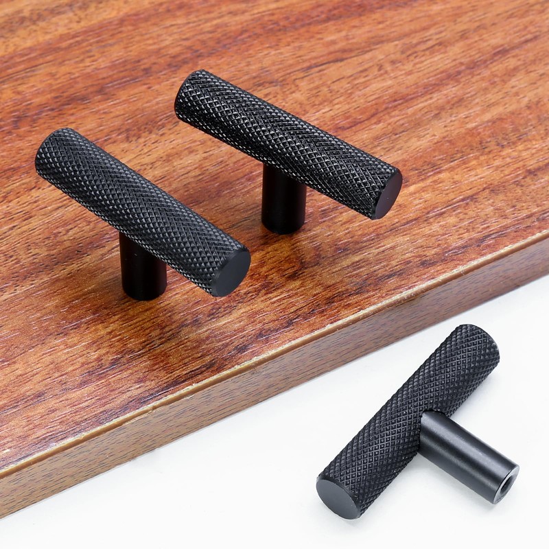 Cjueiom 6 Pack Matt Black Cupboard Knobs 50mm Length T