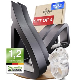 LouMaxx Doorstop - Window Stopper - Set of 4 in Black - TPE Plastic - with 2 Door Handle Buffers - Easy to Install