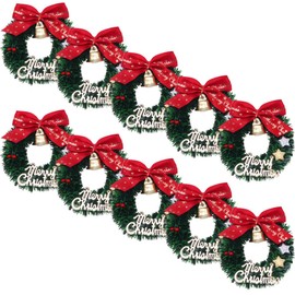 MAGICLULU Christmas Wreath Decorations 10pcs Mini Christmas Wreaths with Bow Mini Green Artificial Christmas Wreath for Xmas Holiday Supplies Christmas Wreaths with Bows