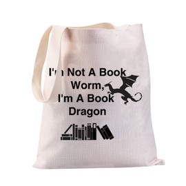 JYTAPP Book Dragon Tote Bag Funny Dragon Gifts I’m a Book Dragon Tote Bag Gifts for Book Lovers Shopping Bag