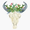 Bull Skull with Cacti Crown - Hand Painted Watercolor Bumper