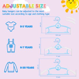 trusir Baby Hangers,11-14 inch Extendable Kid Hangers 20 Pack,Non-Slip Children Hangers,Stackable Space Save Toddler Hangers,Infant Hangers for Closet,Blue 20 Pack