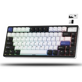 Womier 75% Keyboard Wireless, Creamy Mechanical Keyboard Gaming, CNC Aluminum with 8000mAh Battery, QMK/VIA Tri-Mode Key Board Custom Hot Swappable RGB Backlit for Windows/Mac/PC (SK71 PRO-Black)