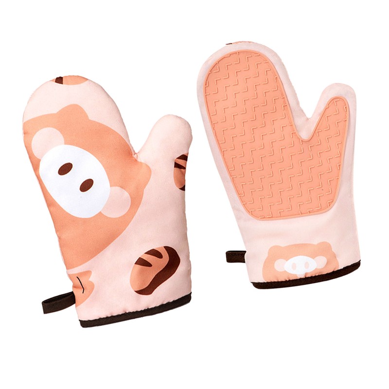 1 Pair Kitchen Oven Glove Excellent Insulation Anti Slip Thickened