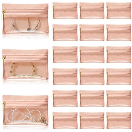 Uiifan 50 Pcs Travel Jewelry Bag Flannel Jewelry Pouch Portable Jewelry Organizer for Jewelry Zipper Pocket