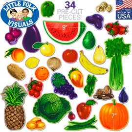 Little Folk Visuals Fruits and Vegetables Combo Precut Flannel/Felt Board Figures, 34 Pieces Set