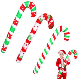 DIELIANHUA 3 x Inflatable Candy Canes, 88 cm Christmas Candy Canes, Candy Canes Balloons, Suitable for Christmas Tree Decoration, Home Decoration and Outdoor Garden Decoration (Red D