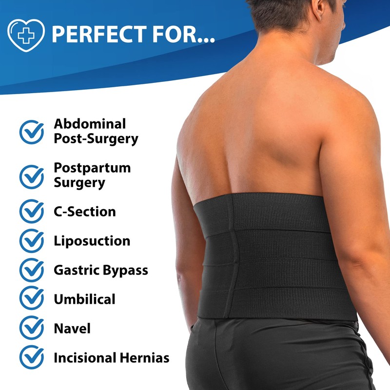 ORTONYX 12" Wide Abdominal Binder for Men and Women/Postpartum Postoperative