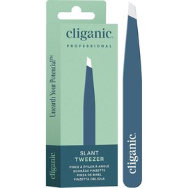 Cliganic Professional [미국배송] 클리가닉 프로페셔널 눈썹 핀셋 슬랜트 팁 - 남녀용 정밀도 턱 수염을 뽑는 데 가장 적합한 스테인리스 스틸 [Black] [US Shipping] Klapp Professional Eyebrow Tweezers Slant Tip - Best for Removing Facial Hair for Precision for Men and Women Stainless Steel [Black]