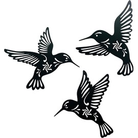 JSWLYWMTPJ 3 Pieces Hummingbird Outdoor Metal Birds Wall Art Decor For Living Room Corridor Multi-Posture Hummingbird Metal Artwork