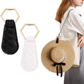 Wonlonda 2PCS Magnetic Hat Clip Hat Clip for Travel Black and White Backpack Handbag Hat Clips Portable Hat Holder Clip for Travel Outdoor Accessory
