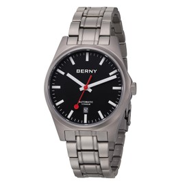 BERNY Titanium Watch Automatic Watch for Men Classic Mechanical Wristwatch Titanium Bracelect 10ATM Waterproof Sapphire Lens Luminous Hands Male Casual Fashion Watches