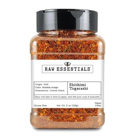 Shichimi Togarashi - Spicy with Hints of Citrus and Pepper - Japanese Spice - Used on Ramen, Sushi, Pork Dishes, Soups and Marinades - Non-GMO, Gluten Free, Paleo and Vegan - 8 Ounce Bottle