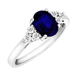 1 7/8 ct Oval-Cut Created Ruby and Natural White Topaz Ring in Sterling Silver