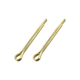sourcing map Split Cotter Pin - 3mm x 30mm (1/8 inch x 1 3/16 inch) Solid Brass 2-Prongs Gold Tone Fastener Clip Key 2Pcs