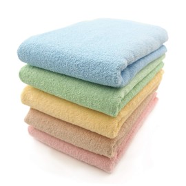 Kosugizen Bath Towels, 5 Colors, 19.7 x 39.4 inches (50 x 100 cm), Value Colored Mini Bath Towels, 5 Color Set, Bath Towels, Set of 5