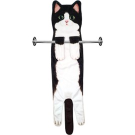 ZEACCT 1 Piece Cat Towel, Hanging Decorative Cat Towel, Bathroom Cat Towel, Cute Cat Towel, Absorbent Cat Towel, Housewarming Gift for Cat Lovers (Black)