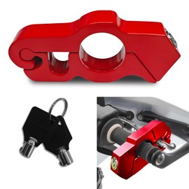 Hirificing Motorcycle Lock, Motorcycle Locks Anti Theft Heavy Duty Anti-Theft Throttle Lock Grip Brake Locks Bike Handlebar Lock, Security to Protect Motorcycle on Dirt Bike Moped Scooter Lock(Red)