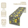 Fresh Lemon Table Runner, Yellow Lemon Black White Buffalo Check
