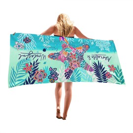 Auxory Beach Towel Microfiber Beach Towels Sand Free Quick Dry Lightweight Travel Towels Oversized Large Quick Cute Starfish Design 30×60 inch Beach Towels for Kids Women Men Pool Swim