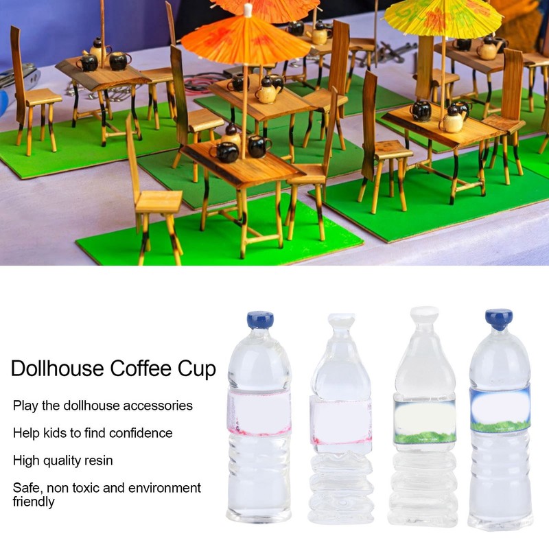 40pcs Dollhouse Water Bottles Set 4 Styles Miniature Drinking Accessories
